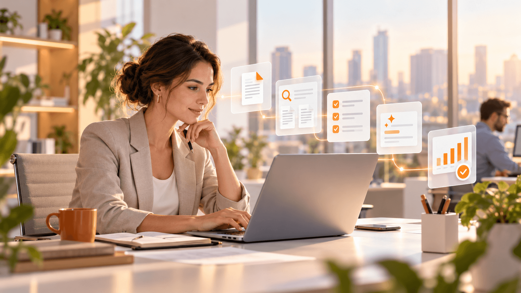 Processus métier automatisé combinant intelligence artificielle, règles, outils numériques et intervention humaine.