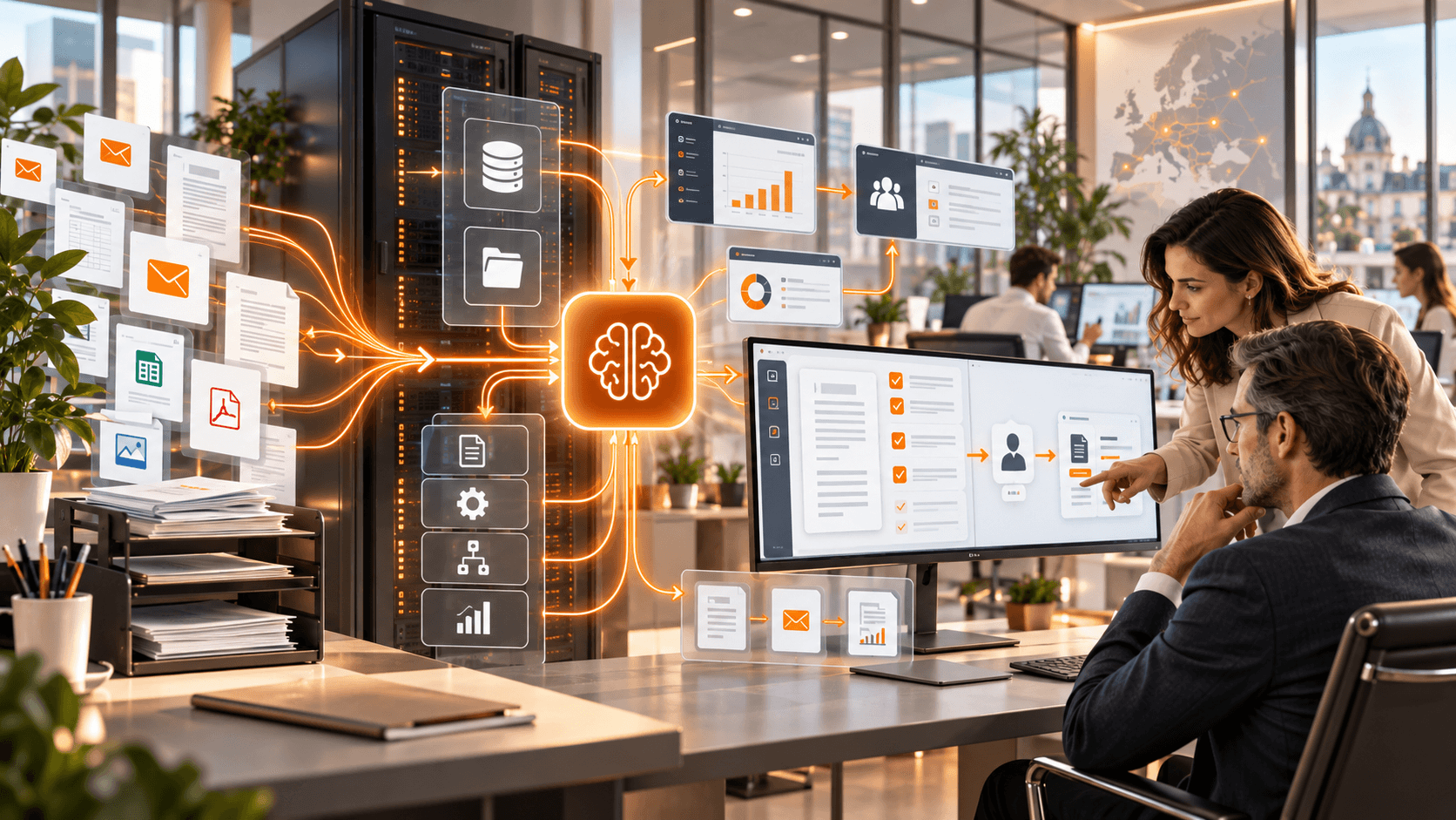 Agent IA privé relié aux données, documents et applications métier d’une entreprise.