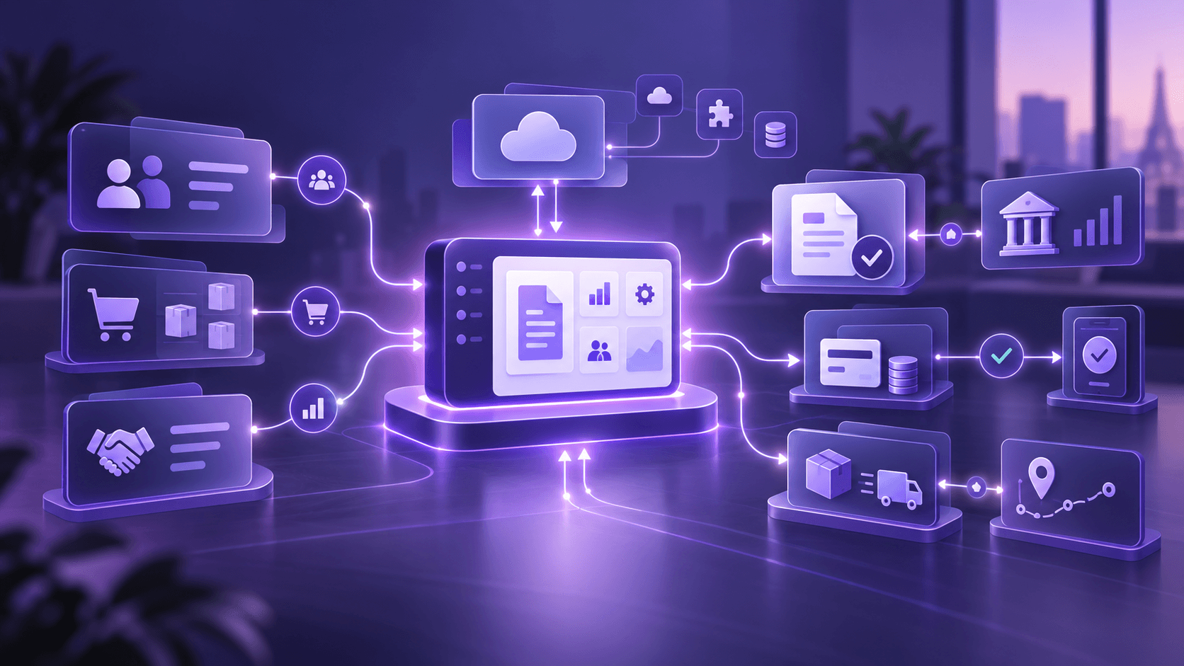 Odoo connecté aux ventes, à la facturation, à la comptabilité et aux applications métier de l’entreprise