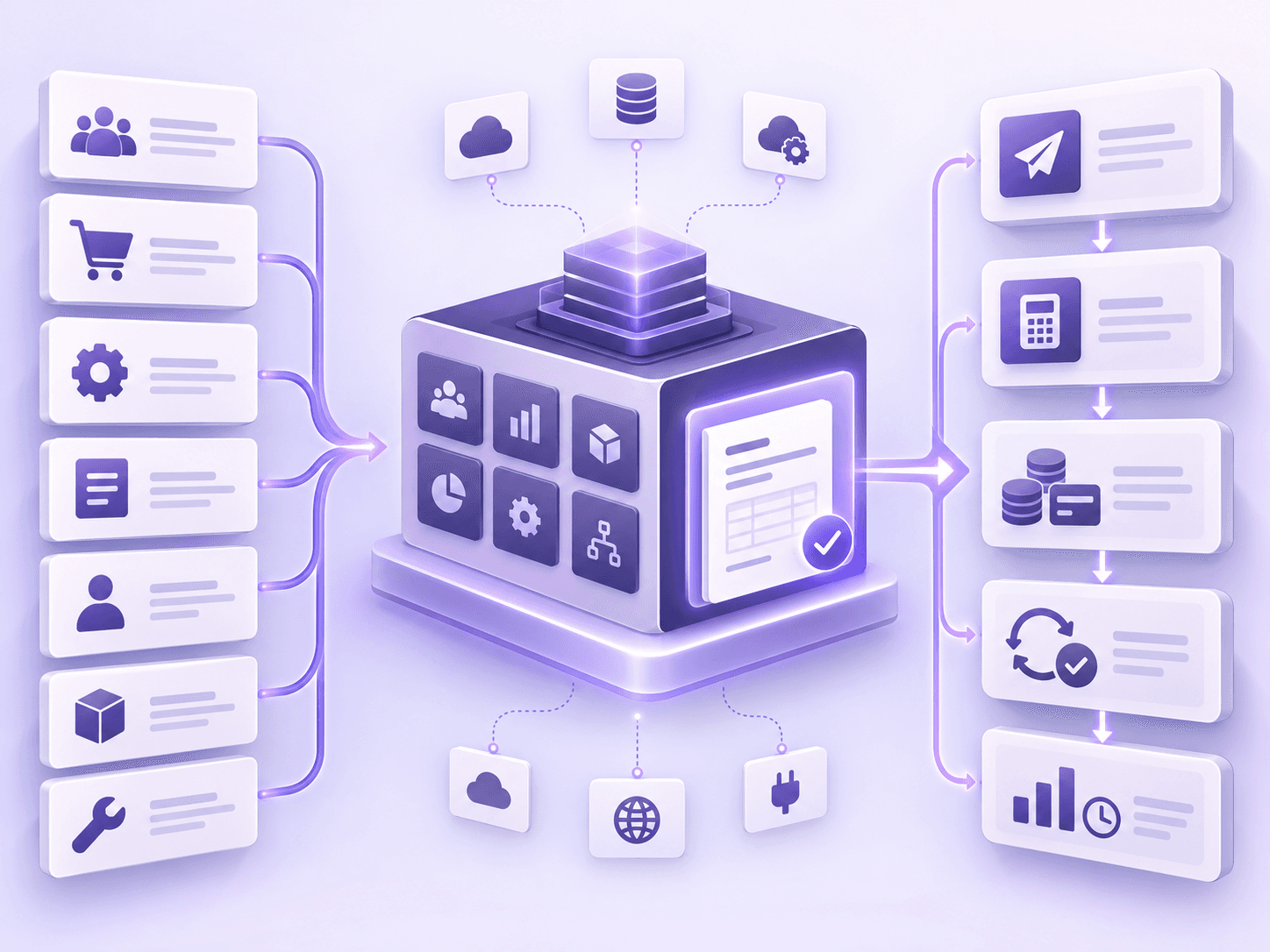 Schéma du flux entre applications métier, Odoo, facturation, comptabilité et paiement
